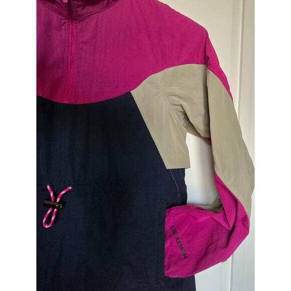 Lululemon Jacket Blockprint Anorak Pink Tan Navy Windproof Packable Size 4 - Picture 8 of 10